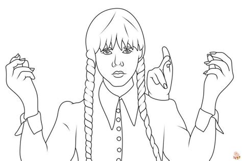 wednesday addams ausmalbilder|Wednesday Addams Coloring Pages 